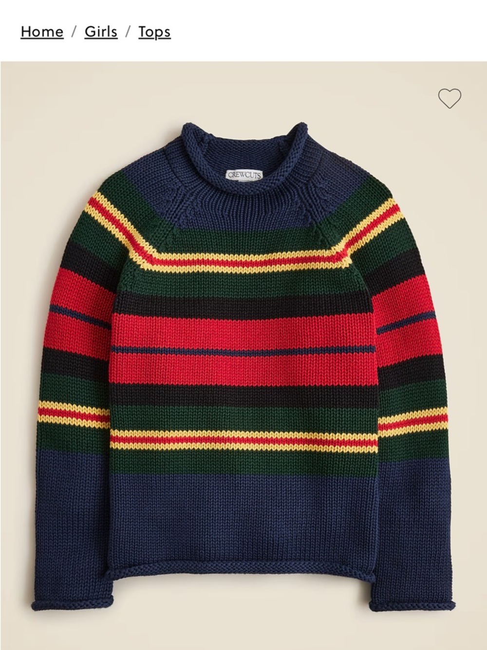 Like new! Kids J. Crew 1988 Rollneck sweater rugby stripe! Size 4/5